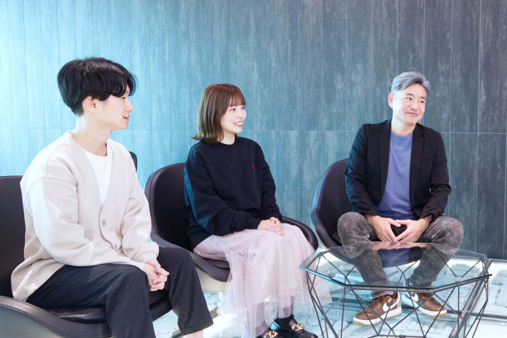 From right to left: Mr. Naoki Yamamoto, Director of Growth Engineering Department and Quality Control Department Ms. Chihiro Sakamoto, QA Engineer, Quality Control Department Mr. Eiji Shirakazu, iOS Engineer, Baitoru Engineering Department
