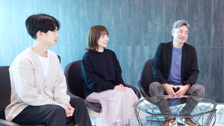 From right to left: Mr. Naoki Yamamoto, Director of Growth Engineering Department and Quality Control Department Ms. Chihiro Sakamoto, QA Engineer, Quality Control Department Mr. Eiji Shirakazu, iOS Engineer, Baitoru Engineering Department