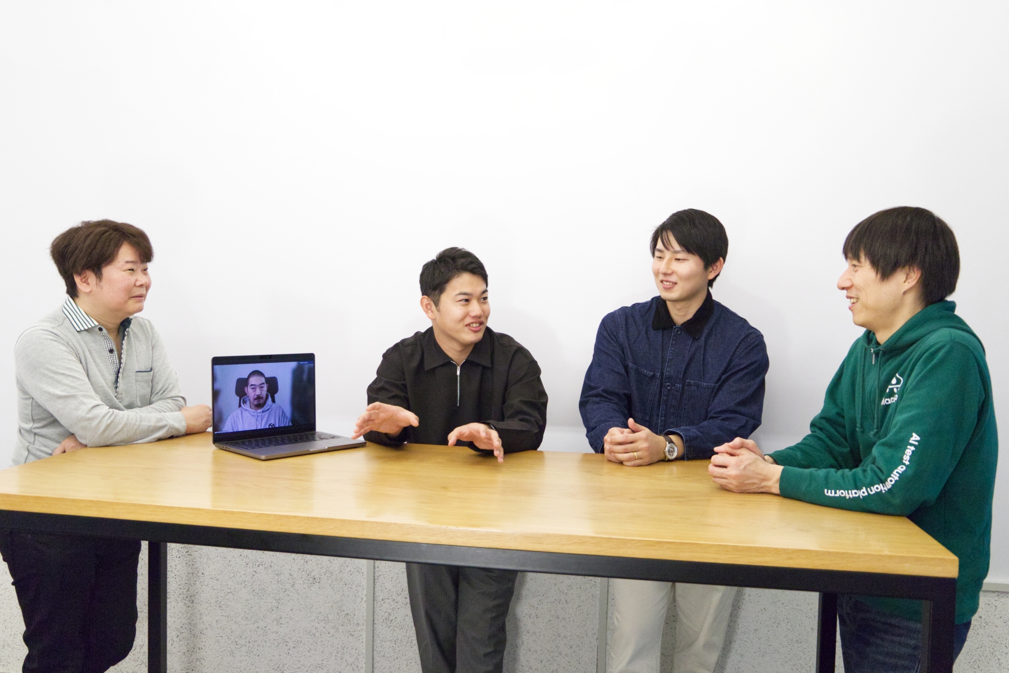 From left to right:Mr. Masato Horinouchi, Executive Officer VPoE, Head of Product Department / Mr. Hidekuni Kajita, Product Department Manager / Mr. Satoshi Azumi, Product Department, QA Engineer / Mr. Ritsuki Fujiwara, Product Department, QA Engineer
