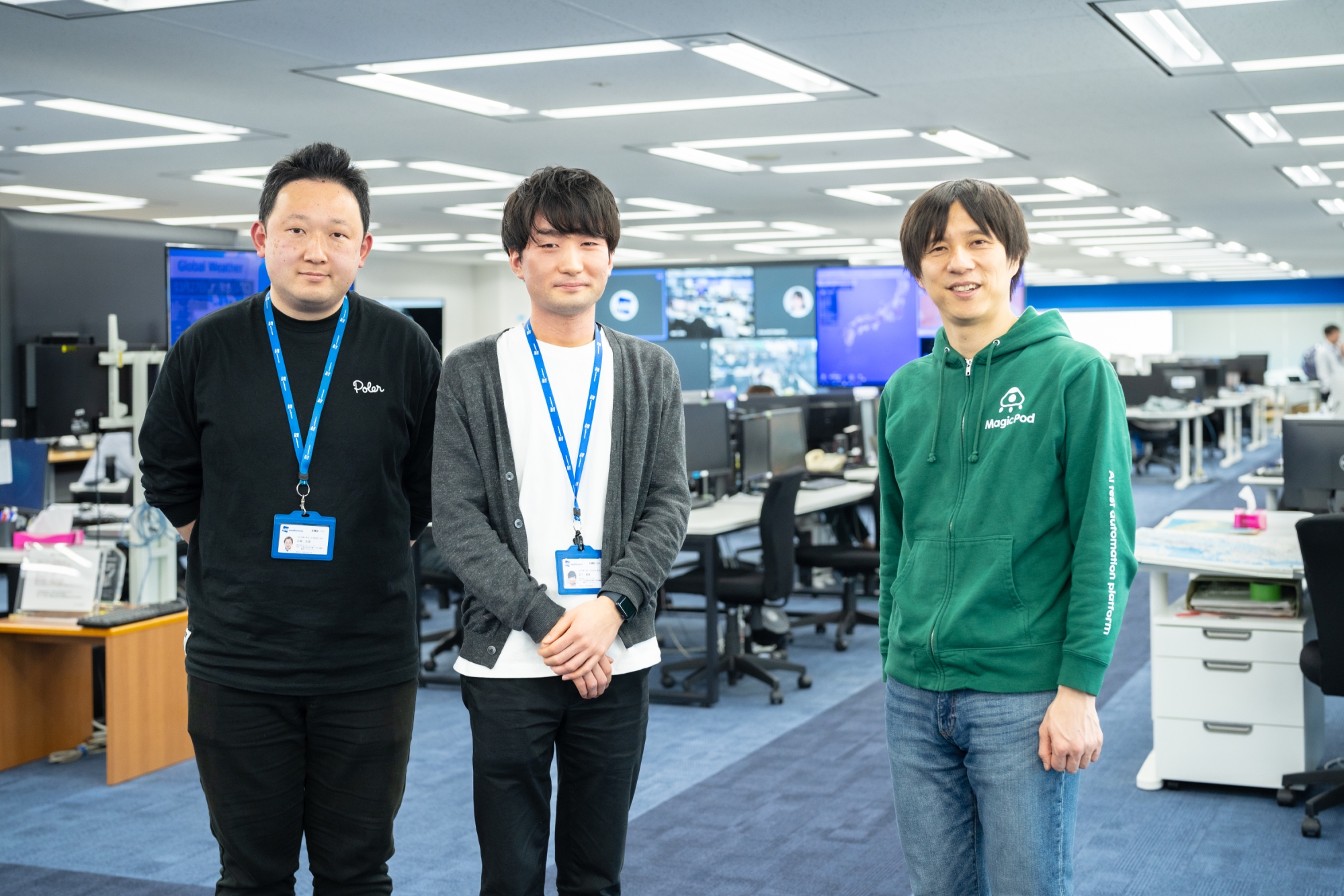 From left to right: Mr. Tomoaki Koga, App Development Manager Mr. Takayasu Morishita, iOS Engineer Mr. Nozomi Ito, MagicPod CEO