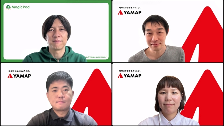 From the top right, clockwise: Luis Gustavo Miyamoto, iOS Engineer Mari Takamura, QA Engineer Gen Hashimoto, QA Engineer Nozomi Ito, MagicPod CEO