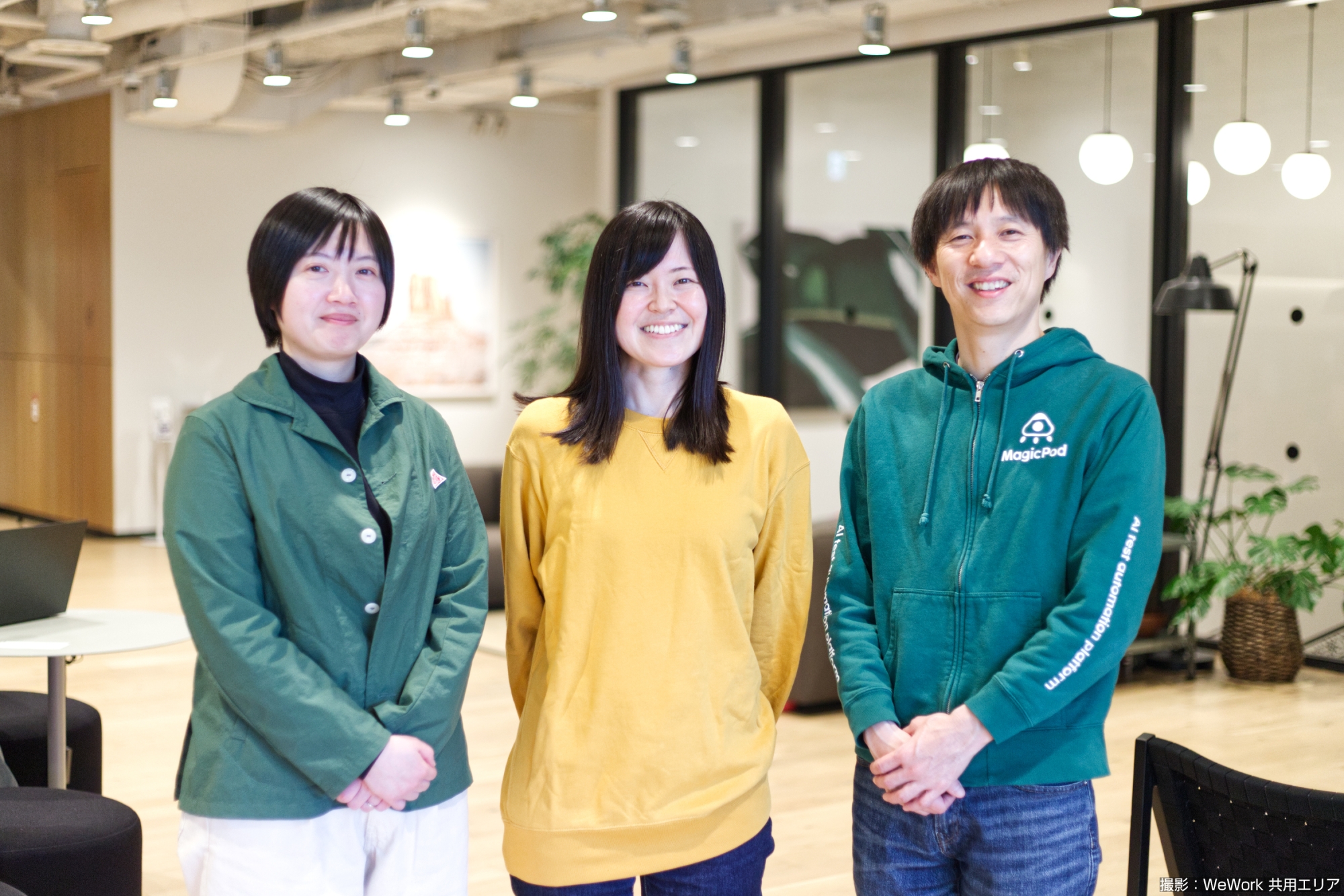 From the left: Yuka Murata, Frontend Tech Lead / Naomi Takasawa, Engineering Manager / Nozomi Ito, MagicPod CEO