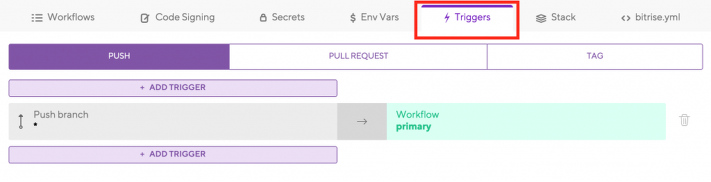 図18 Triggersタブ