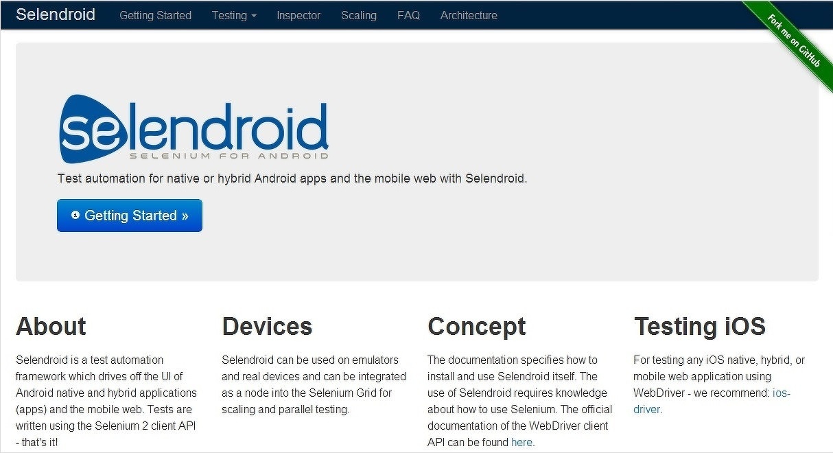 図4 Selendroidのウェブサイト