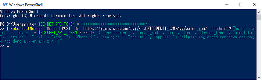 図10 Windows PowerShellからのコマンドライン実行