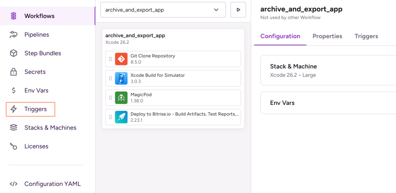 図18 Triggersタブ